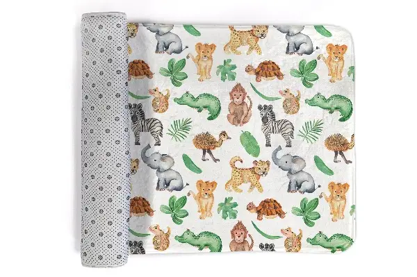 Matta Safaridjur och tropiska blad