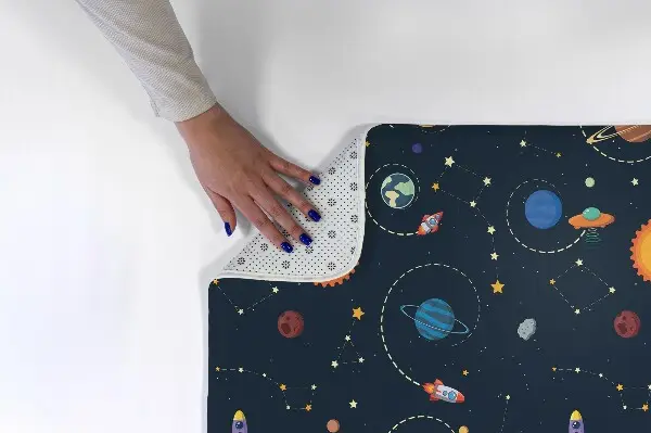 Matta Kosmiskt motiv med planeter och raketer