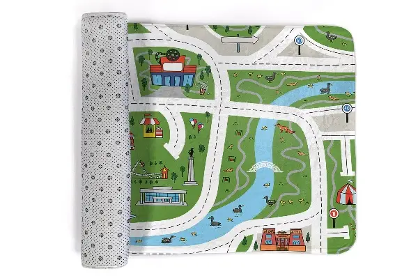 Liten matta Stadsmotiv med vägar och byggnader