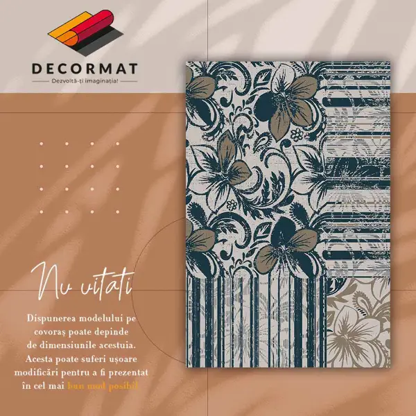 Vinylmatta Blommor och linjer
