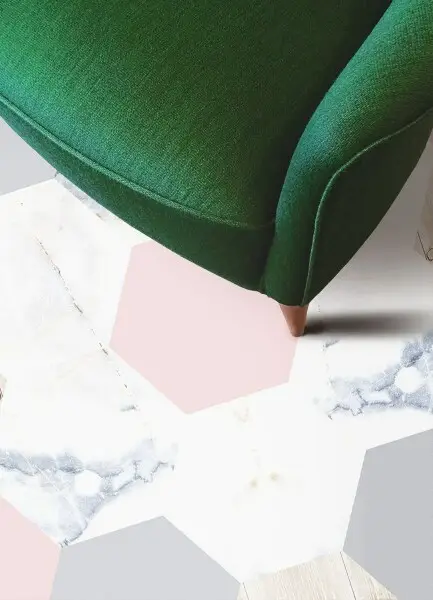 Vinylmatta Marmorkomehexagoner