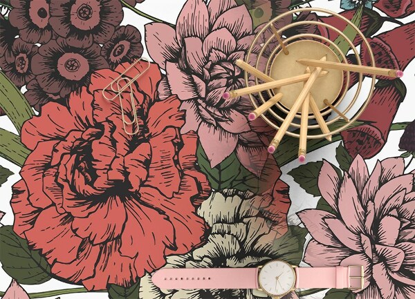 Vinylmatta Olika blommor