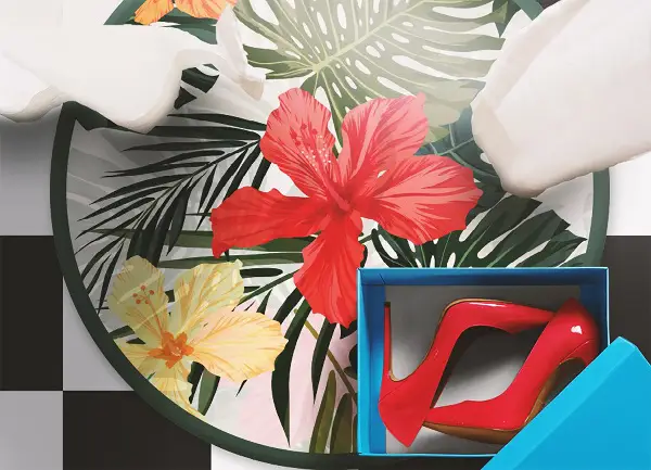 Rund pvc matta Paradisblommor
