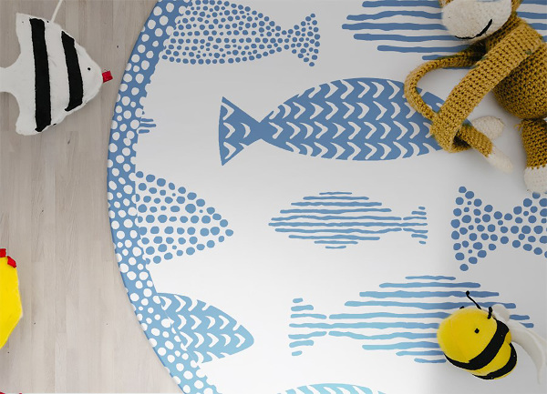 Rund pvc matta Fisk