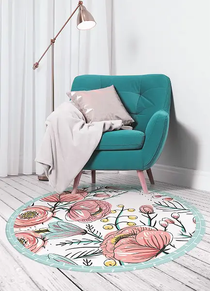 Rund vinylmatta Känsliga blommor
