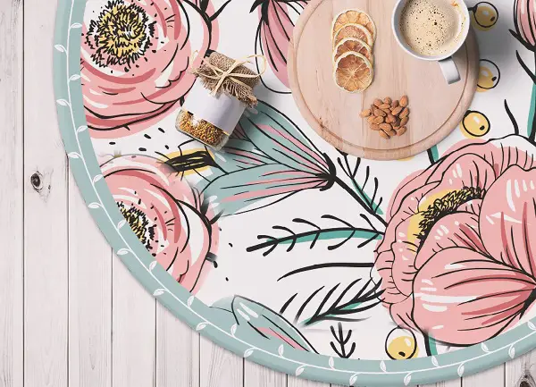 Rund vinylmatta Känsliga blommor