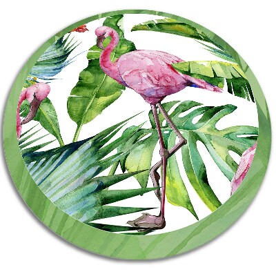 Rund vinylmatta Flamingos