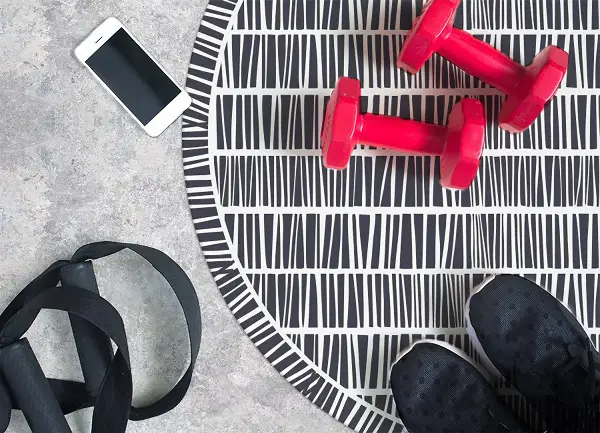 Rund vinylmatta Abstrakt linjer