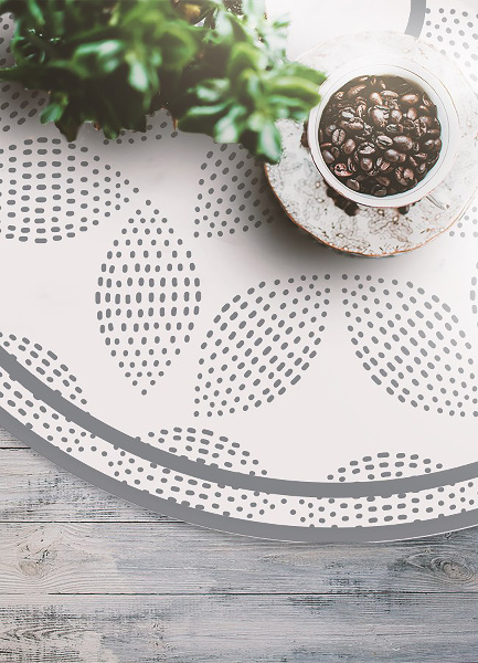 Rund vinylmatta Prickblommor