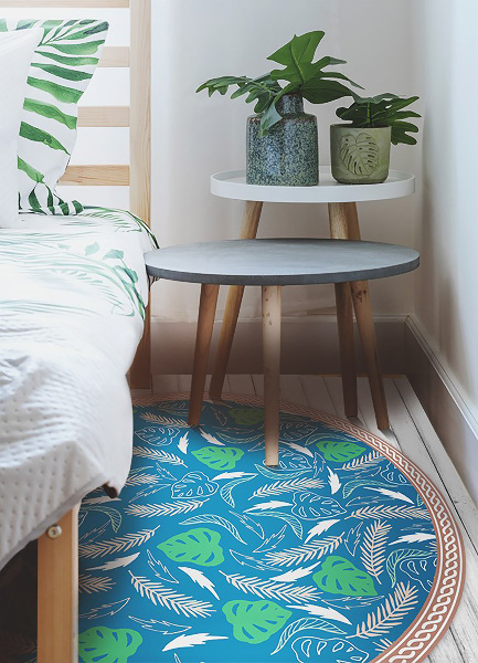 Rund pvc matta Hawaiian leaves