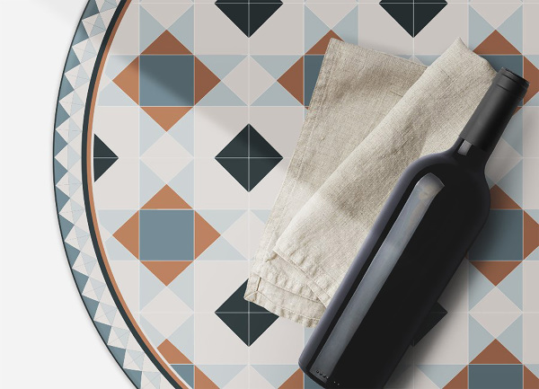 Rund vinylmatta Geometriska diamanter