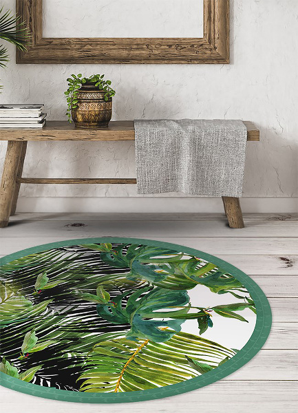 Rund vinylmatta Exotiska blad