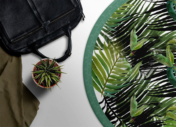 Rund vinylmatta Exotiska blad