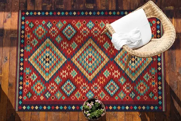 Balkongmatta Färgglada retro trianglar