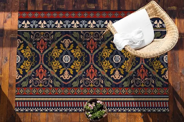 Utomhusmatta Blommigt boho -mönster