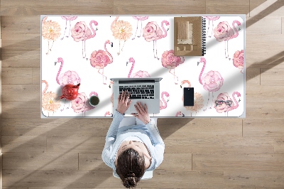 Skrivbordsmatta Flamingos och blommor