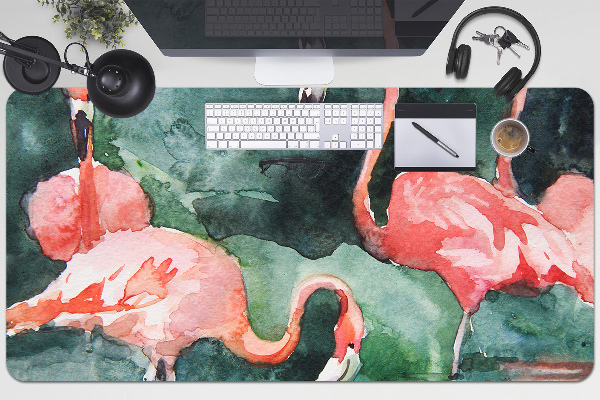 Skrivbordsmatta Målade flamingos