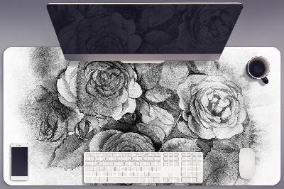 Skrivbordsmatta Svarta och vita rosor