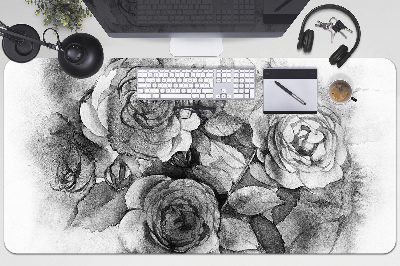Skrivbordsmatta Svarta och vita rosor