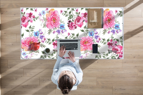 Stort skrivbordsunderlägg Rosa blommor