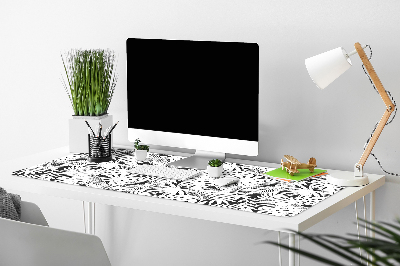 Skrivbordsunderlägg Svarta och vita blad