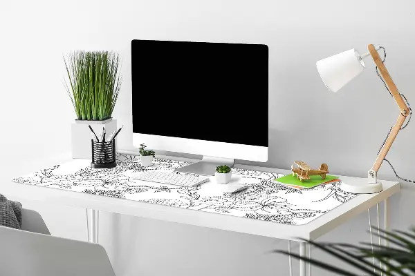 Skrivbordsunderlägg Svartvita blommor