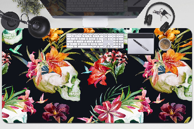 Skrivbordsunderlägg Dödskallar och blommor