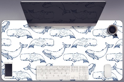 Skrivbordsunderlägg Blåvalar
