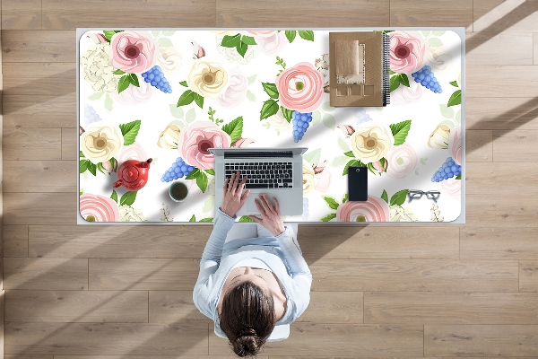 Skrivbordsmatta Ritade blommor