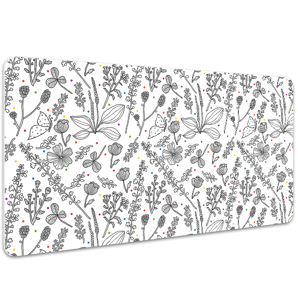 Skrivbordsunderlägg Blommor och prickar