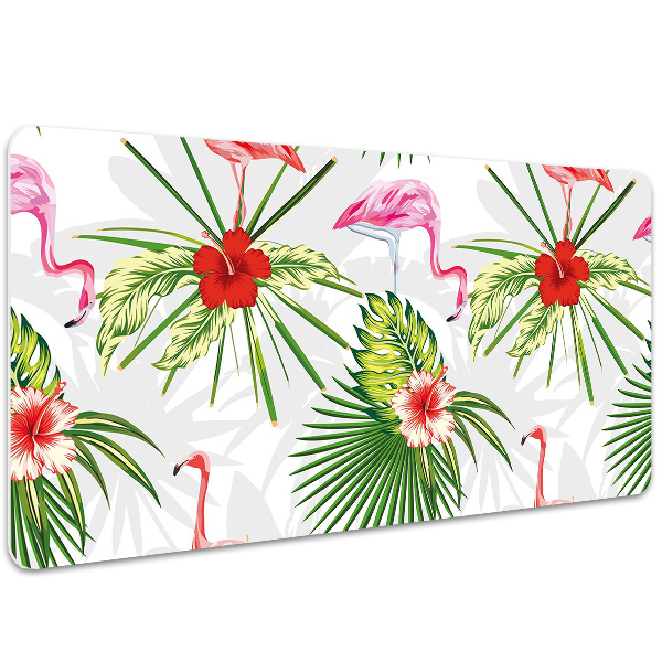 Skrivbordsunderlägg Flamingos och blommor
