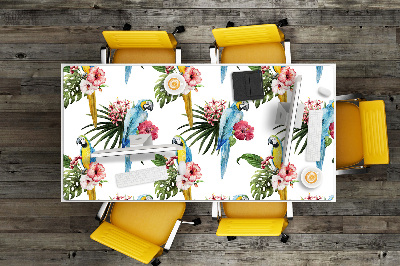 Skrivbordsunderlägg Papegojor och blommor