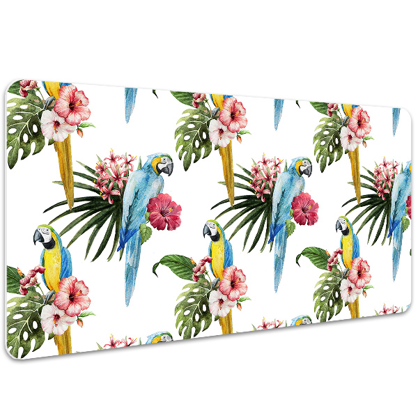 Skrivbordsunderlägg Papegojor och blommor