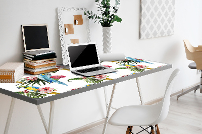 Skrivbordsunderlägg Papegojor och blommor