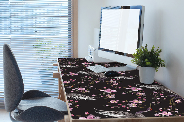 Skrivbordsunderlägg Hägrar och blommor