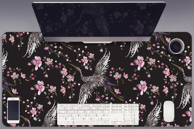 Skrivbordsunderlägg Hägrar och blommor