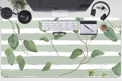 Skrivbordsunderlägg Löv på en randig bakgrund