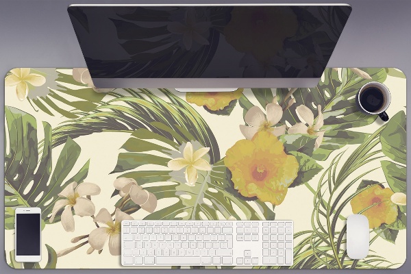 Skrivbordsunderlägg stort Tropiska blad och blommor