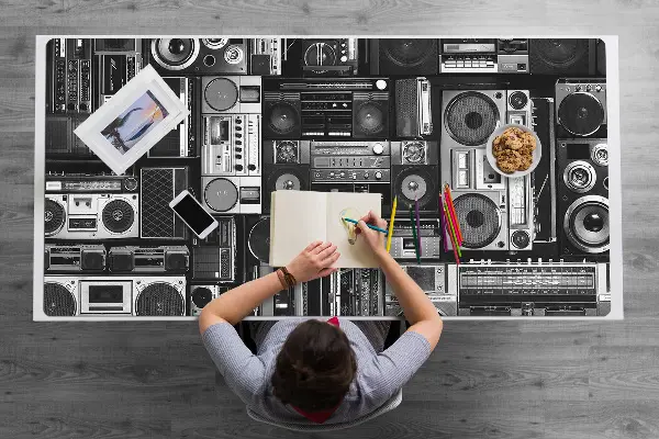 Skrivbordsunderlägg stort Old school boombox