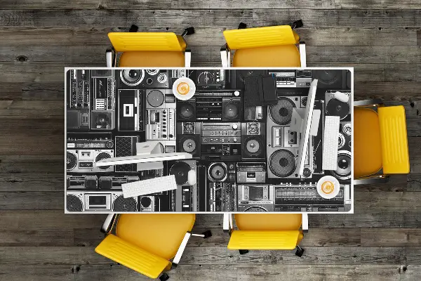 Skrivbordsunderlägg stort Old school boombox