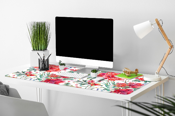 Skrivbordsunderlägg stort Röda blommor