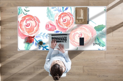 Skrivbordsunderlägg stort Ljusa blommor