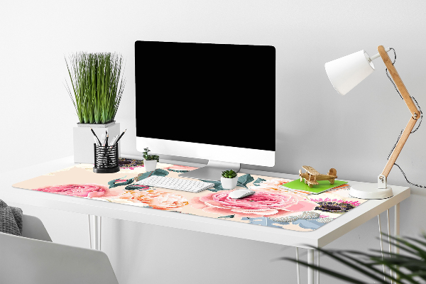 Skrivbordsunderlägg stort Pastellblommor