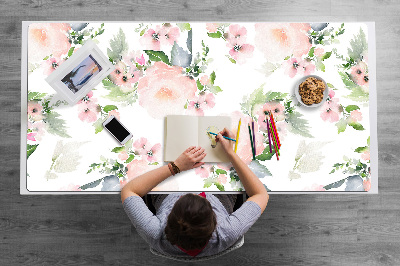 Skrivbordsunderlägg stort Pastellblommor