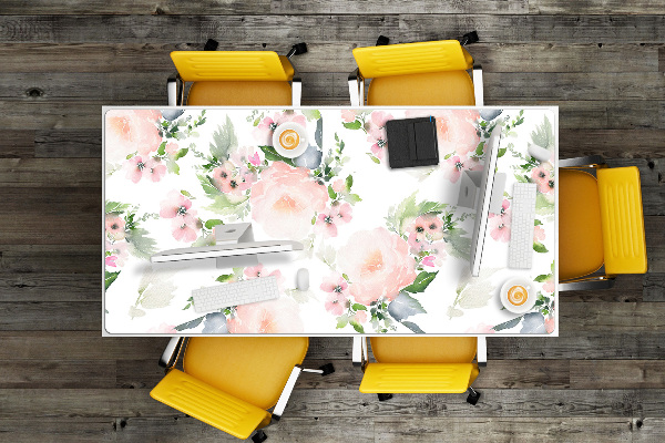 Skrivbordsunderlägg stort Pastellblommor