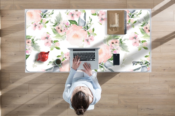 Skrivbordsunderlägg stort Pastellblommor
