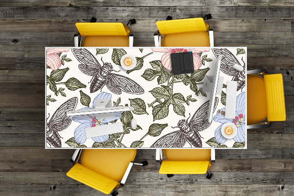 Skrivbordsunderlägg stort Fjärilar bland blommor