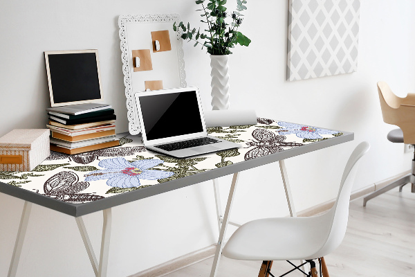 Skrivbordsunderlägg stort Fjärilar bland blommor