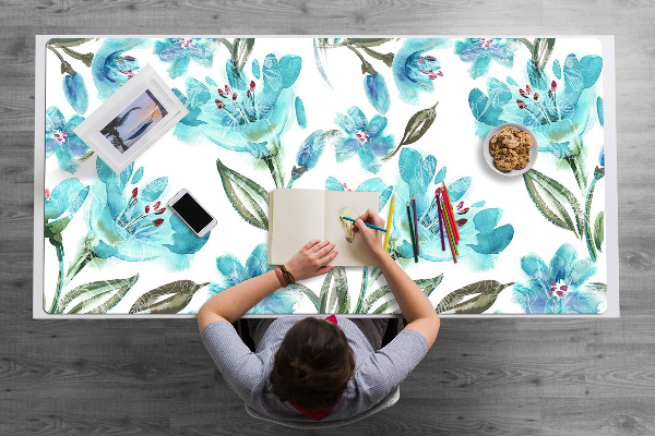 Matta skrivbord Turkosa blommor