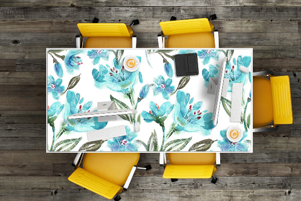 Matta skrivbord Turkosa blommor